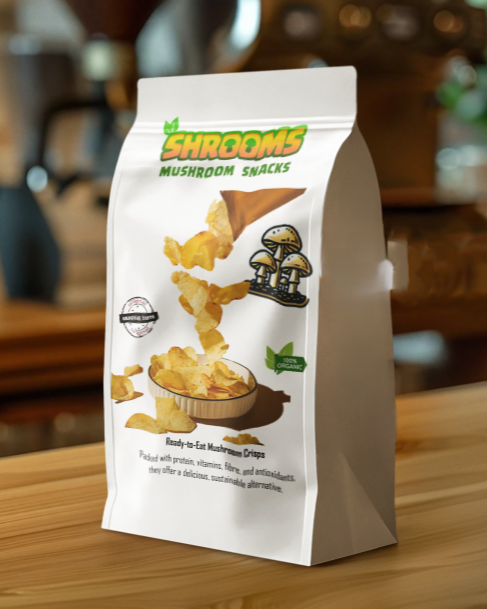 A picture of Mushroom crisps ready to eat